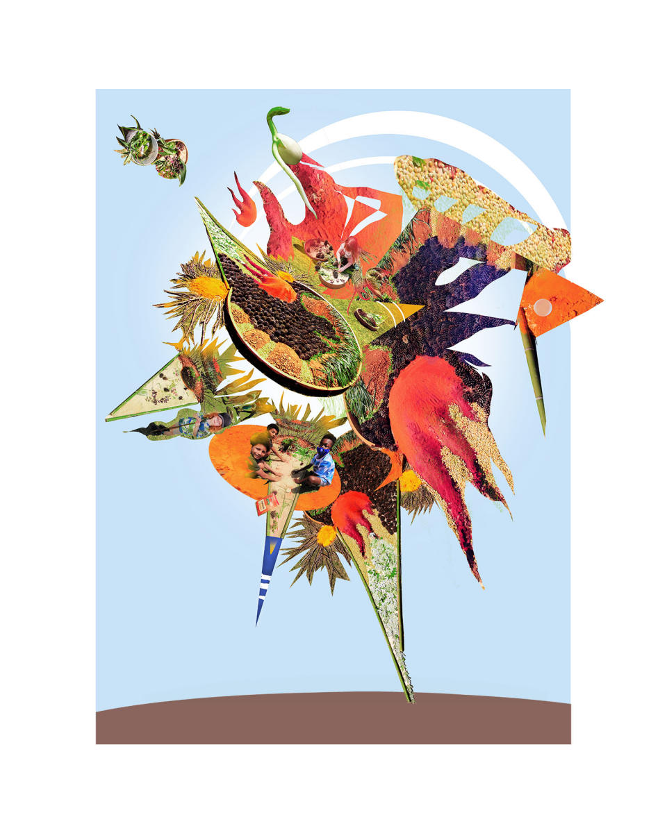 Earthen Spark, digital collage from terra from at Charlotte Earth Day 2023, archival inkjet print, 2024